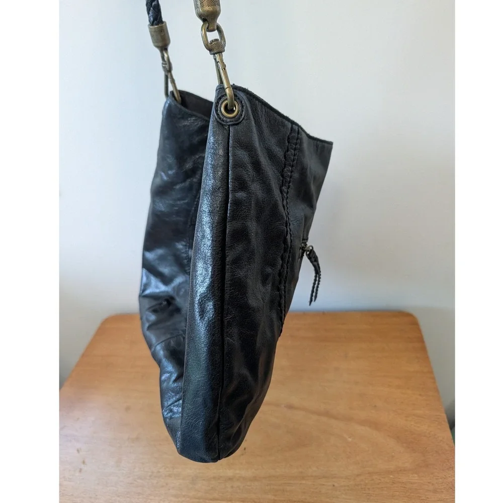 The Sak Indeo Demi Leather Braided Strap Hobo Bag Black